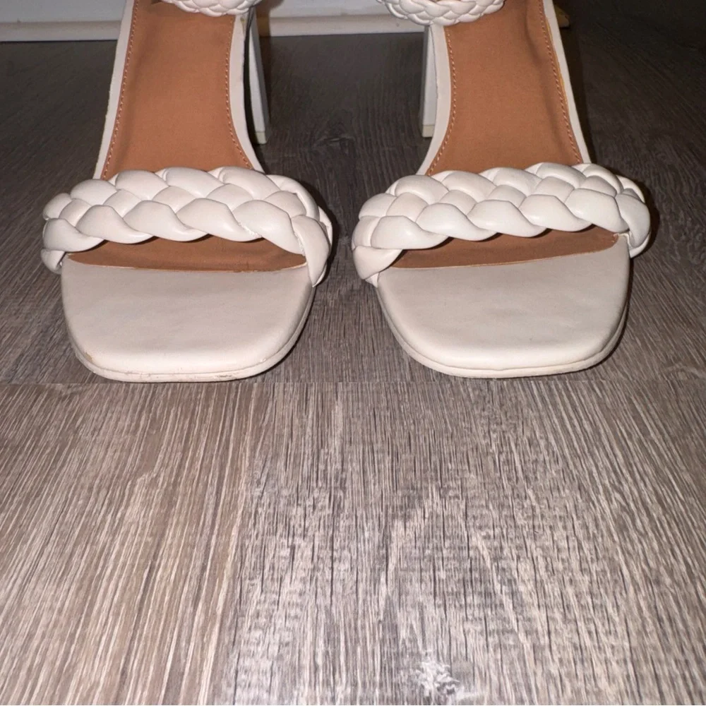 DV by Dolce Vita ivory Hassa braided ankle strap sandals heels 10
